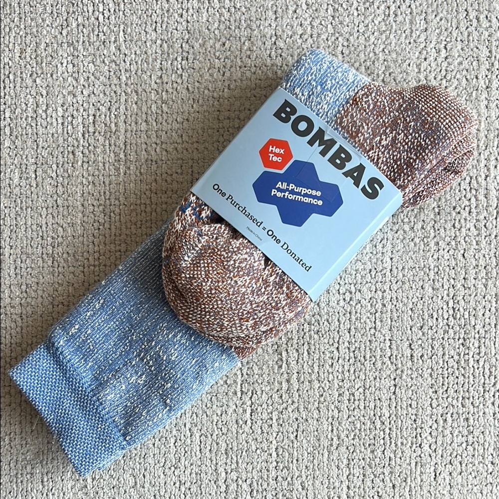 Bombas Hex Tec All-Purpose Performance Socks - Blue and Brown